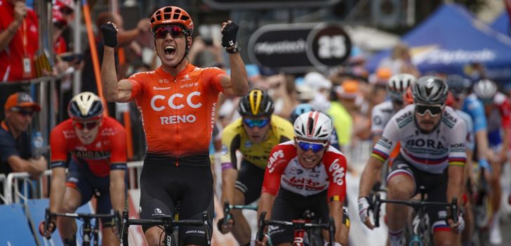 Patrick Bevin is topsprinters de baas in Tour Down Under