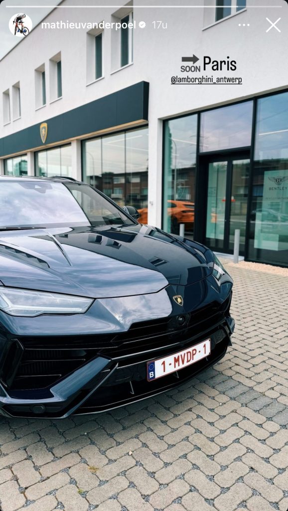 Mathieu van der Poel vliegensvlug in Parijs dankzij peperdure Lamborghini